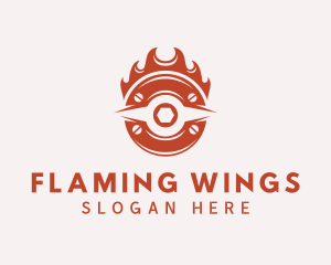 Red Flaming Mechanic logo design