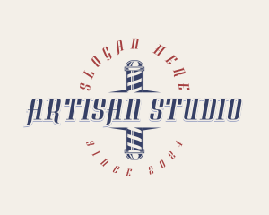 Barbershop Pole Grooming logo design