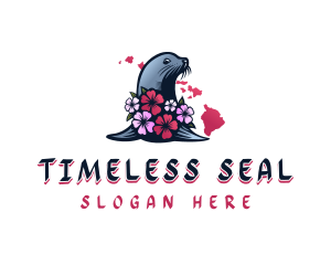 Hawaiian Floral Seal logo design