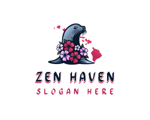 Hawaiian Floral Seal logo design