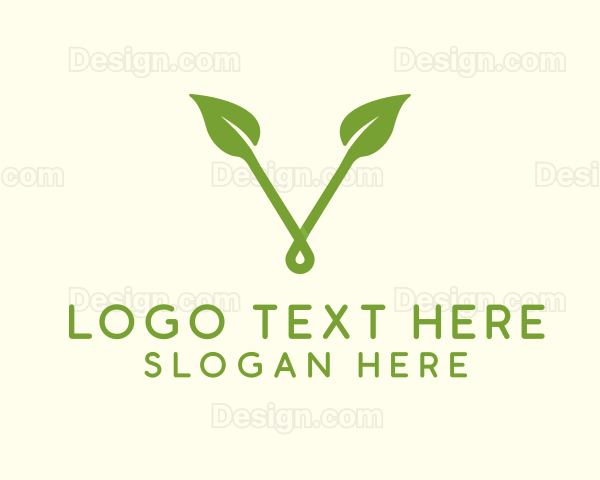 Organic Leaf Letter V Logo