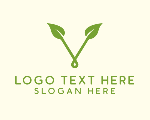 Organic Leaf Letter V logo