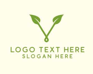 Organic Leaf Letter V Logo