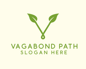 Organic Leaf Letter V logo design