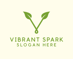 Organic Leaf Letter V logo design