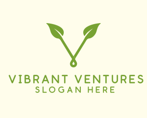 Organic Leaf Letter V logo design