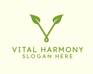 Organic Leaf Letter V logo design