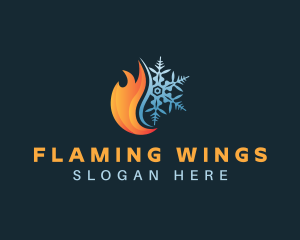 Snowflake Heat Flame logo design