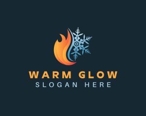 Snowflake Heat Flame logo design