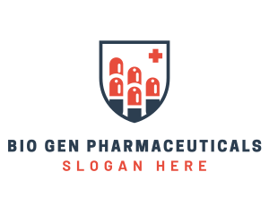 Pharmaceutical Pills Shield logo design