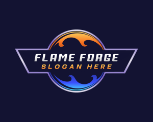 Heating Cooling Flame logo design