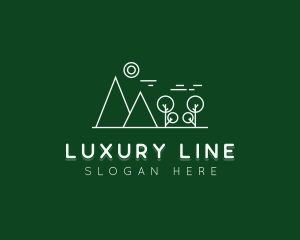 Outdoor Mountain Line art logo design