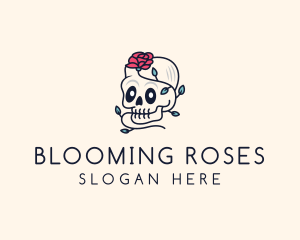 Rose Plant Skull logo design