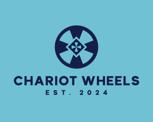 Blue Wheel Shield logo design