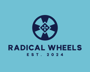 Blue Wheel Shield logo design