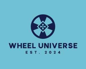 Blue Wheel Shield logo design