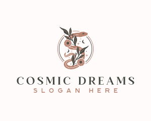 Floral Cosmic Snake logo design