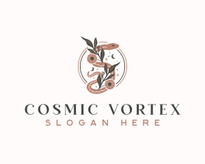 Floral Cosmic Snake logo design