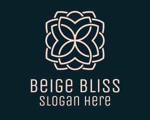 Beige Monoline Blooming Flower logo