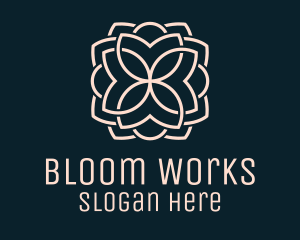 Beige Monoline Blooming Flower logo design