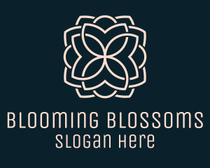 Beige Monoline Blooming Flower logo