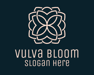 Beige Monoline Blooming Flower logo design