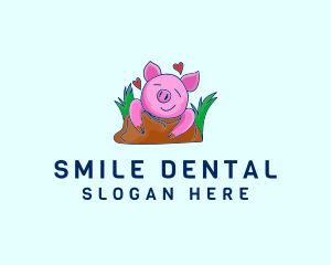 Smiling Pig Illustration logo design