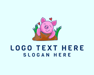 Tempo - Smiling Pig Illustration logo design