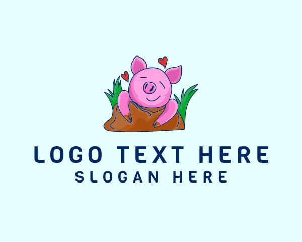 Smiling Pig Illustration logo