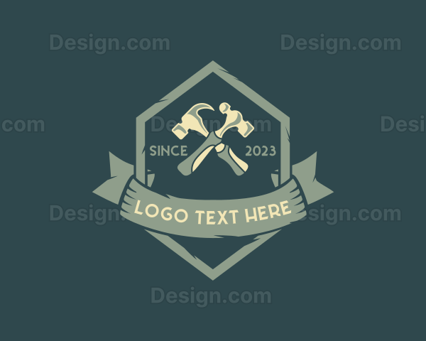 Rustic Hexagon Hammer Logo