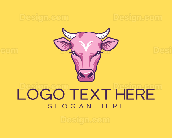 Purple Pink Bull Cow Logo