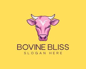 Purple Pink Bull Cow logo design