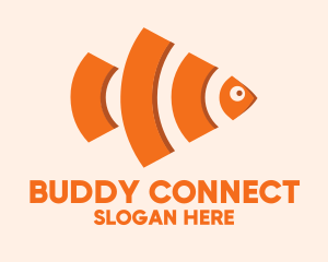 Orange Wifi Fish logo design