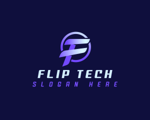 Digital Tech Letter F logo design