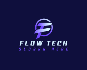 Digital Tech Letter F logo design