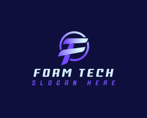 Digital Tech Letter F logo design