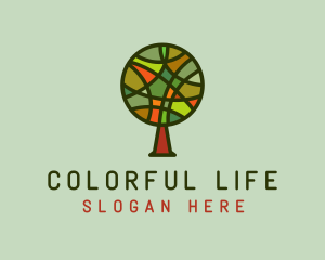 Colorful Fall Tree  logo design