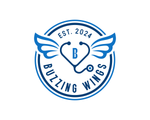 Stethoscope Healthcare Wings logo design