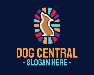 Multicolor Dog Stained Glass logo design