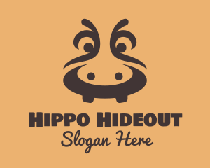 Brown River Hippopotamus logo design