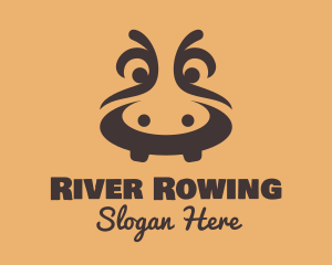 Brown River Hippopotamus logo design