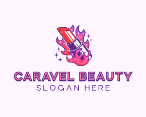 Lipstick Flame Beauty logo design