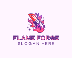 Lipstick Flame Beauty logo design