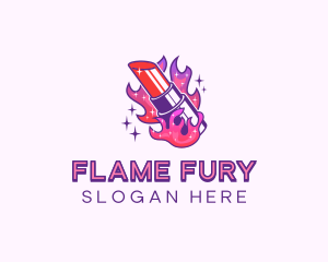 Lipstick Flame Beauty logo design