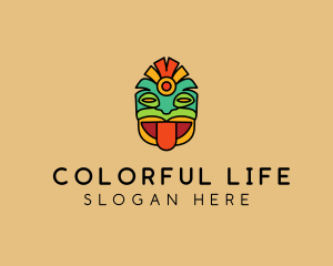 Colorful Mayan Mask  logo design