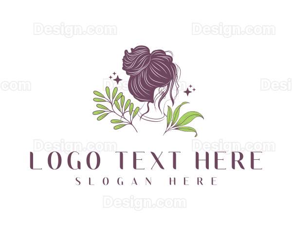 Woman Hair Leaf Logo