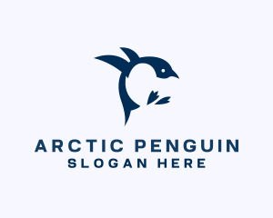 Jumping Penguin Bird  logo design