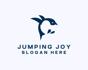 Jumping Penguin Bird  logo design