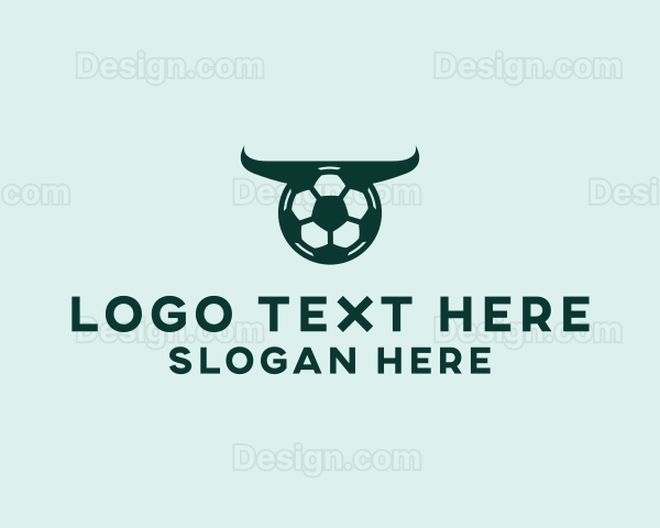 Soccer Ball Bull Horns Logo
