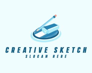 Pencil Sketch Eraser logo design